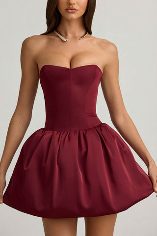 Convertible Bow Back Bubble Hem Dress
