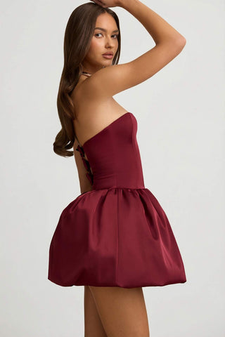 Convertible Bow Back Bubble Hem Dress