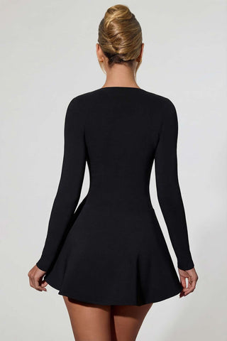 Bow Detail Plunge Neck Mini Dress