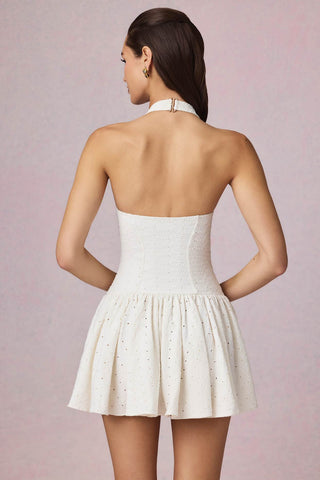 Broderie Anglaise Halterneck Mini Dress