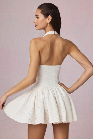 Broderie Anglaise Halterneck Mini Dress