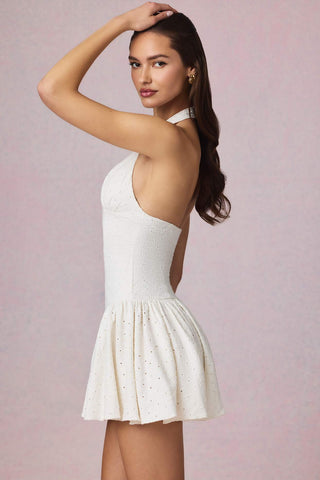 Broderie Anglaise Halterneck Mini Dress