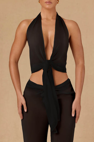 Sheer Chiffon Halterneck Crop Top