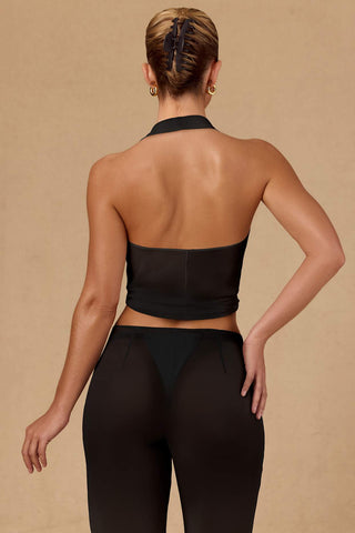 Sheer Chiffon Halterneck Crop Top