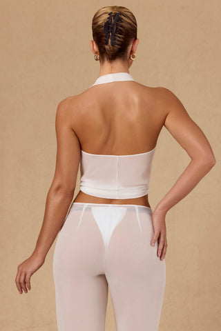 Sheer Chiffon Halterneck Crop Top