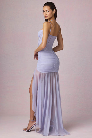 Ruched Asymmetric Corset Gown