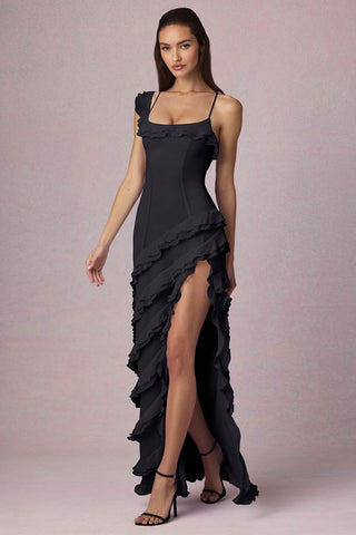 Asymmetric Ruffle Gown