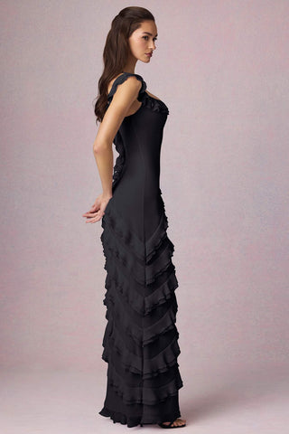 Asymmetric Ruffle Gown