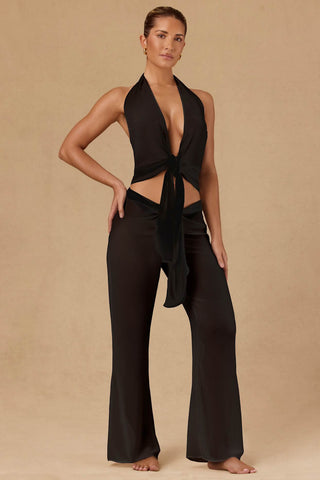 Tie Front Wide Leg Trousers