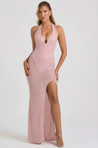 Embellished Halterneck Corset Gown