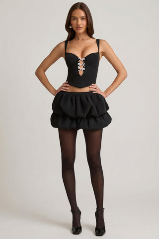 Layered Bubble Hem Mini Skirt