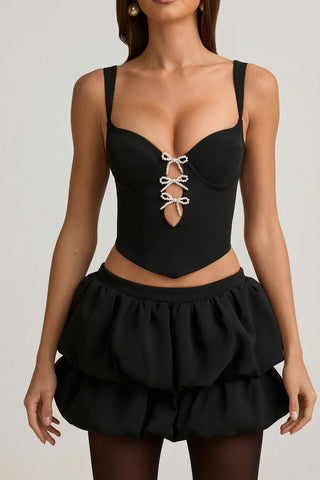 Layered Bubble Hem Mini Skirt