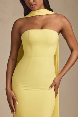 Scarf Detail Strapless Gown