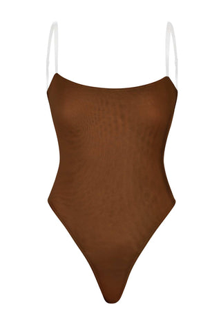 Soft Mesh Bodysuit with Clear Straps