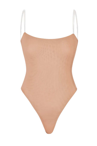 Soft Mesh Bodysuit with Clear Straps