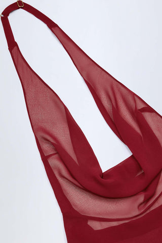 Cowl Neck Backless Mini Dress