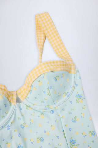 Floral Check Balconette Swimsuit