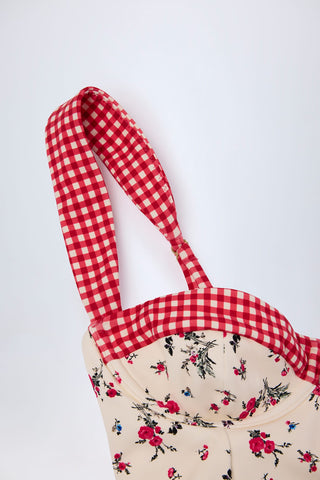 Floral Check Balconette Swimsuit