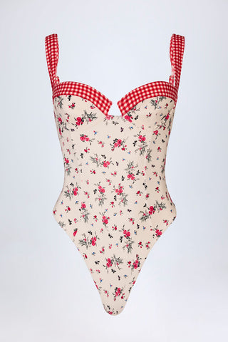 Floral Check Balconette Swimsuit
