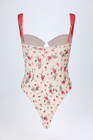 Floral Check Balconette Swimsuit