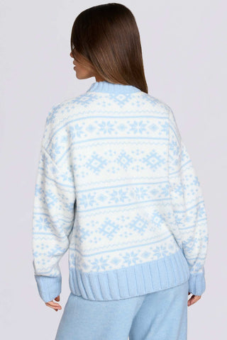 Powder Blue Jacquard Knit Sweater