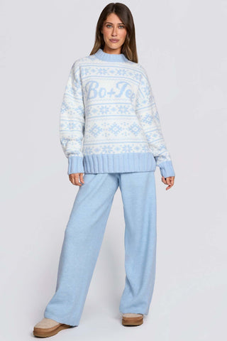 Powder Blue Jacquard Knit Sweater
