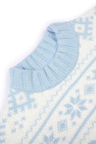 Powder Blue Jacquard Knit Sweater