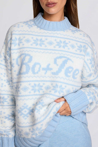 Powder Blue Jacquard Knit Sweater