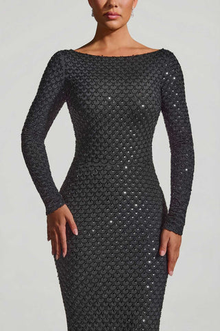 Embellished Open Back Gown