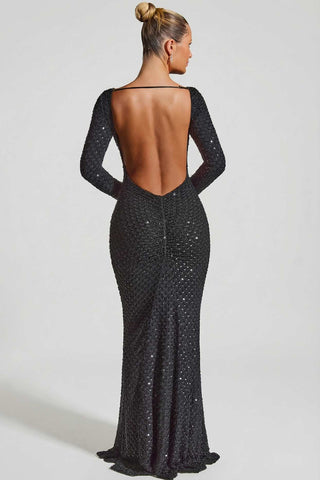 Embellished Open Back Gown