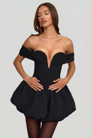 Off Shoulder Corset Dress with Bubble Hem