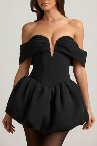 Off Shoulder Corset Dress with Bubble Hem