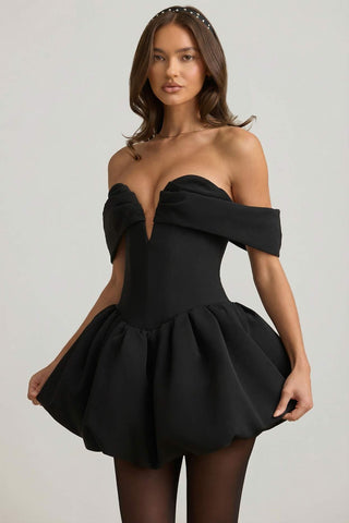 Off Shoulder Corset Dress with Bubble Hem