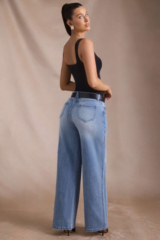 Low Rise Wide Leg Denim Jeans