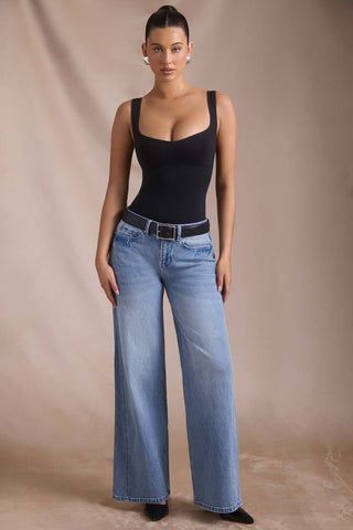 Low Rise Wide Leg Denim Jeans