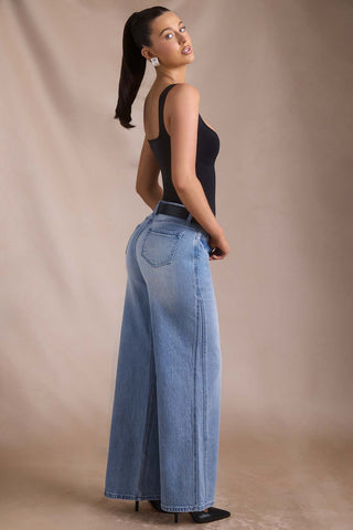Low Rise Wide Leg Denim Jeans
