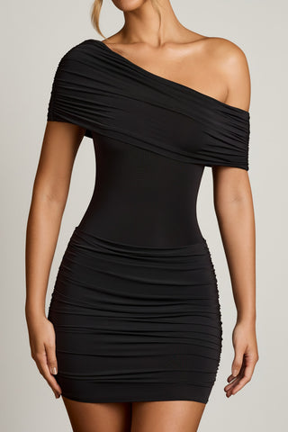 Off Shoulder Draped Mini Dress
