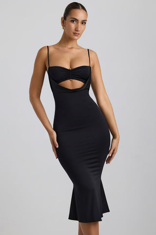 Slinky Jersey Ruched Cut Out Dress