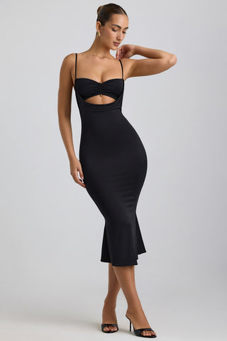 Slinky Jersey Ruched Cut Out Dress