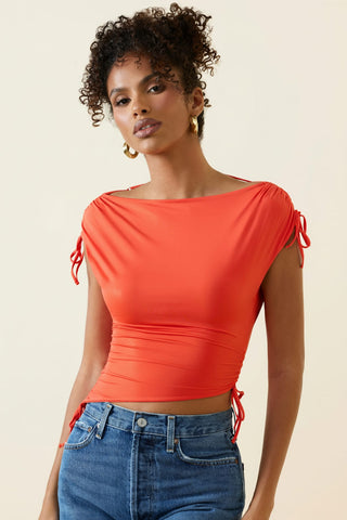 Asymmetric Ruched Crop Top