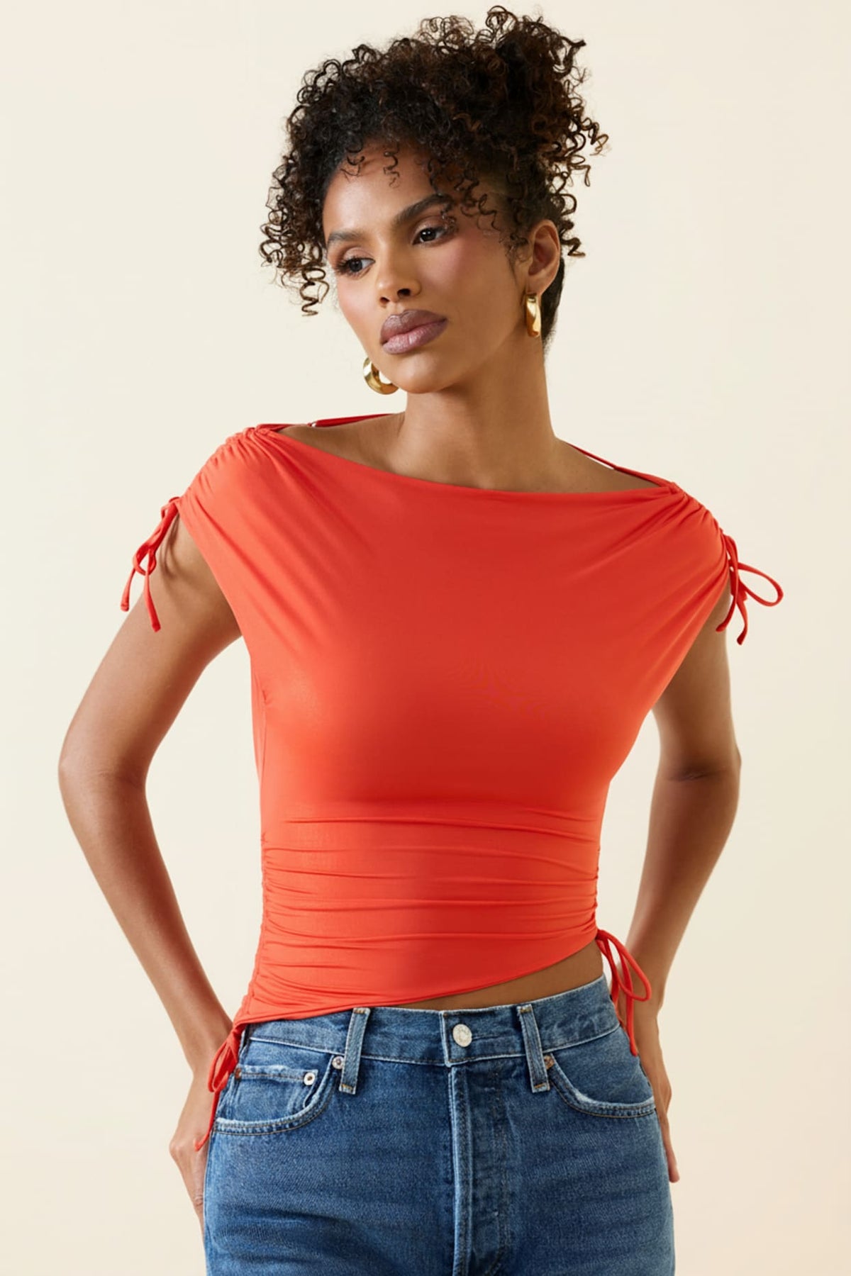 Asymmetric Ruched Crop Top