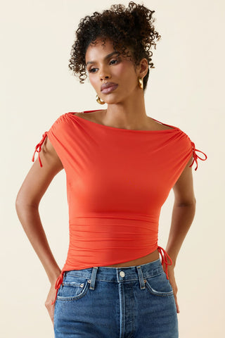 Asymmetric Ruched Crop Top