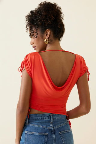 Asymmetric Ruched Crop Top