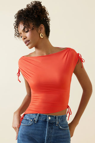Asymmetric Ruched Crop Top