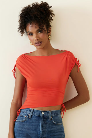 Asymmetric Ruched Crop Top
