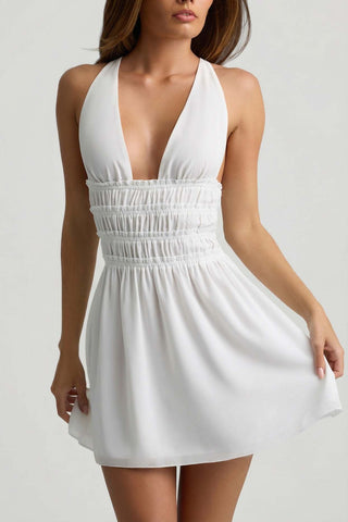 Plunge Cross Back Mini Dress