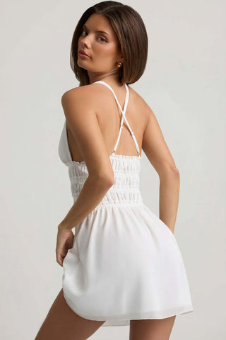 Plunge Cross Back Mini Dress