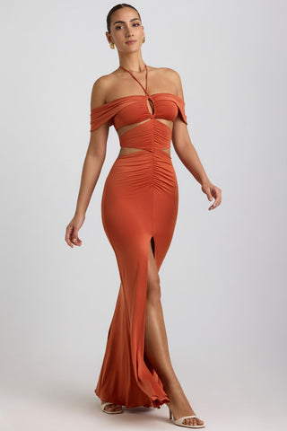 Slinky Halterneck Gown with Cut Out Details