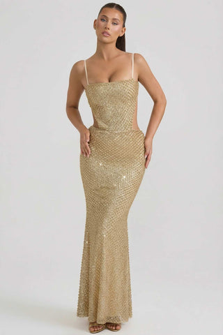 Embellished Cut Out Gown