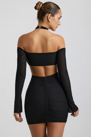 Off Shoulder Ruched Mini Dress with Cut Out Details